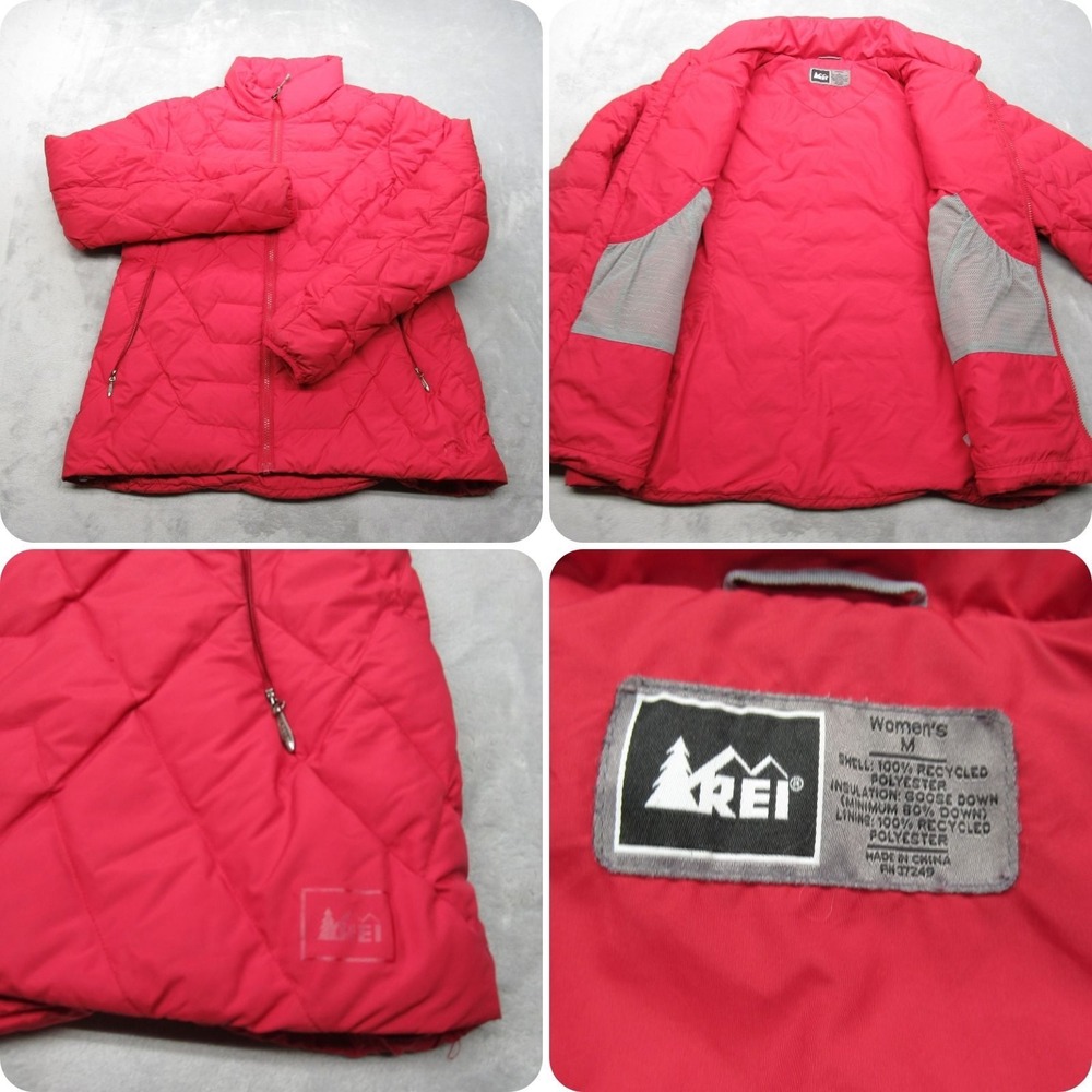 REI Coop Down Jacket Women Medium Red Light Pack Insulated Winter Puffer Outdoor